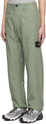 Stone Island Green Garment-Dyed Trousers