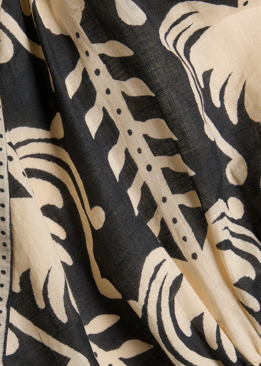 Johanna Ortiz Tide Strength Patterned Linen Mini Dress Black