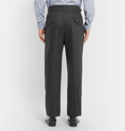 Rubinacci - Manny Tapered Pleated Mélange Stretch-Wool and Cashmere-Blend Trousers - Men - Charcoal