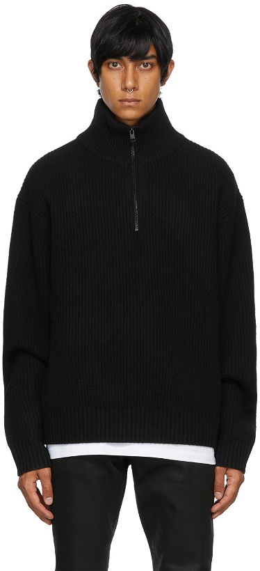 Photo: Frame Black 'The Essential' Half-Zip Sweater