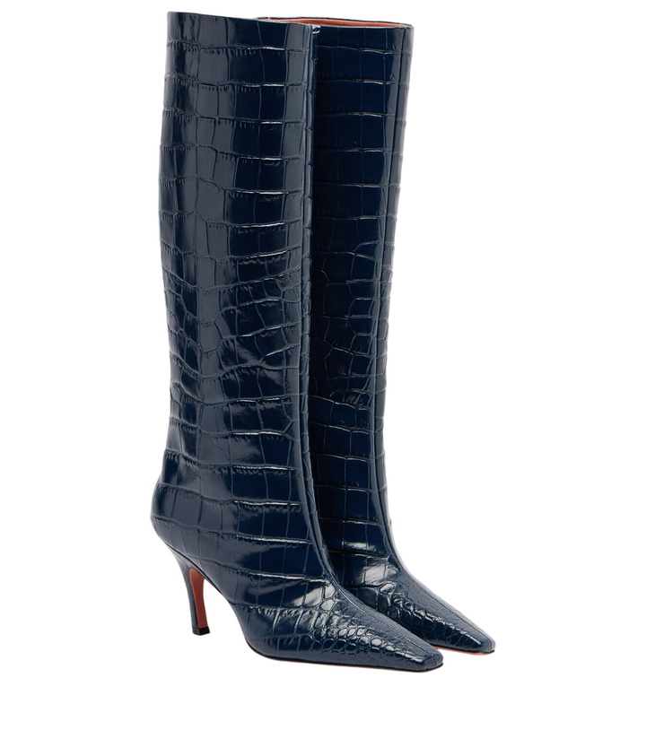 Photo: Amina Muaddi Mona croc-effect leather knee-high boots