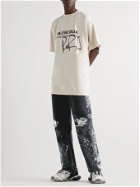 Balenciaga - Painted Distressed Cotton-Jersey Sweatpants - Black