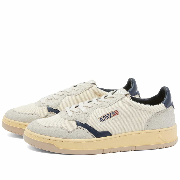 Photo: Autry Men's Medalist Low Crack Cord Sneakers in White/Blue