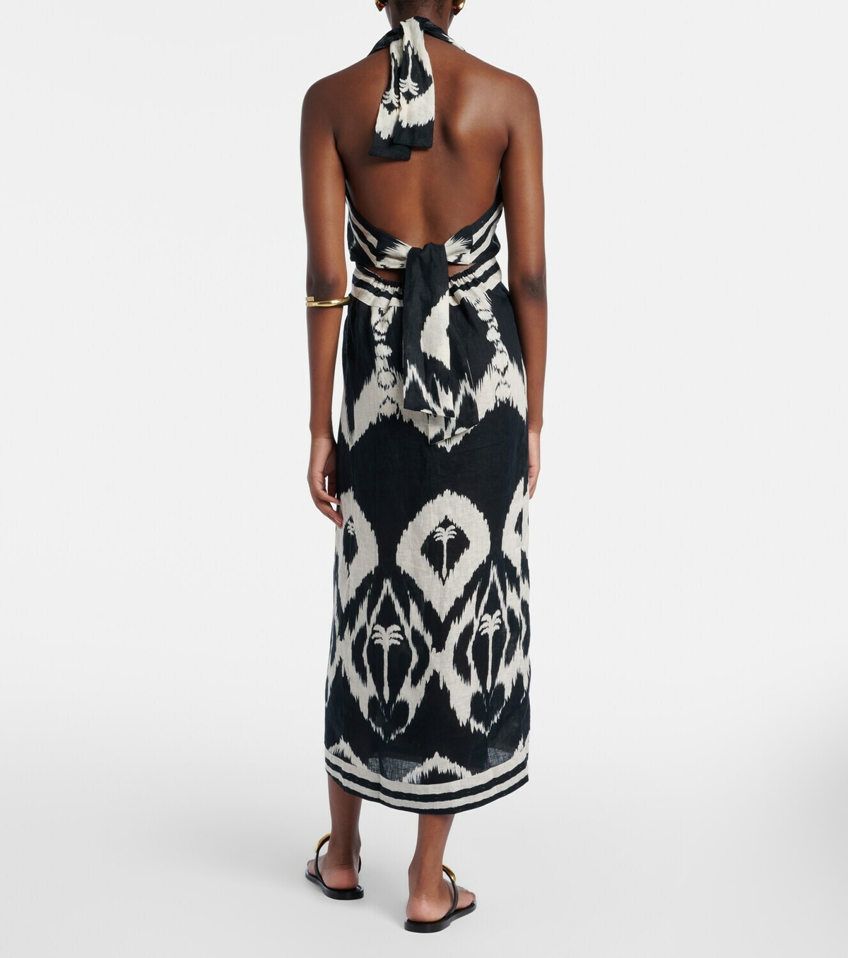 Johanna Ortiz Printed open-back linen midi dress
