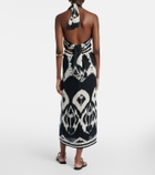 Johanna Ortiz Printed open-back linen midi dress