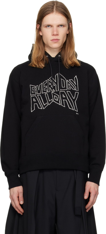Photo: sacai Black 'geoff sacai' Print Hoodie