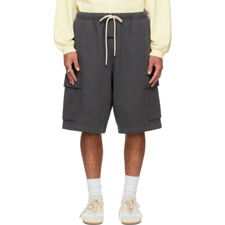 Photo: Fear of God ESSENTIALS Gray Cargo Basketball Shorts