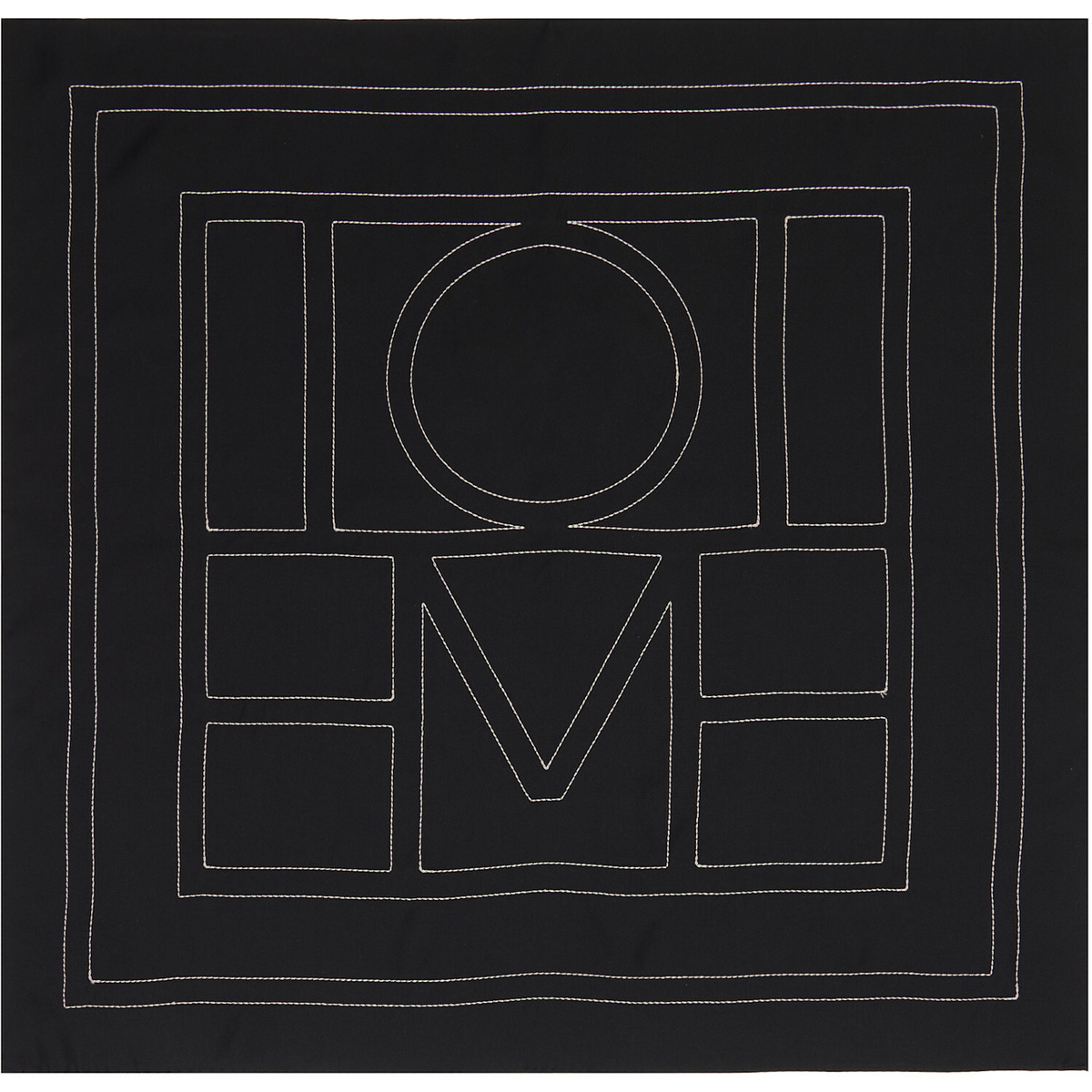 TOTEME Black Embroidered Monogram Silk Scarf