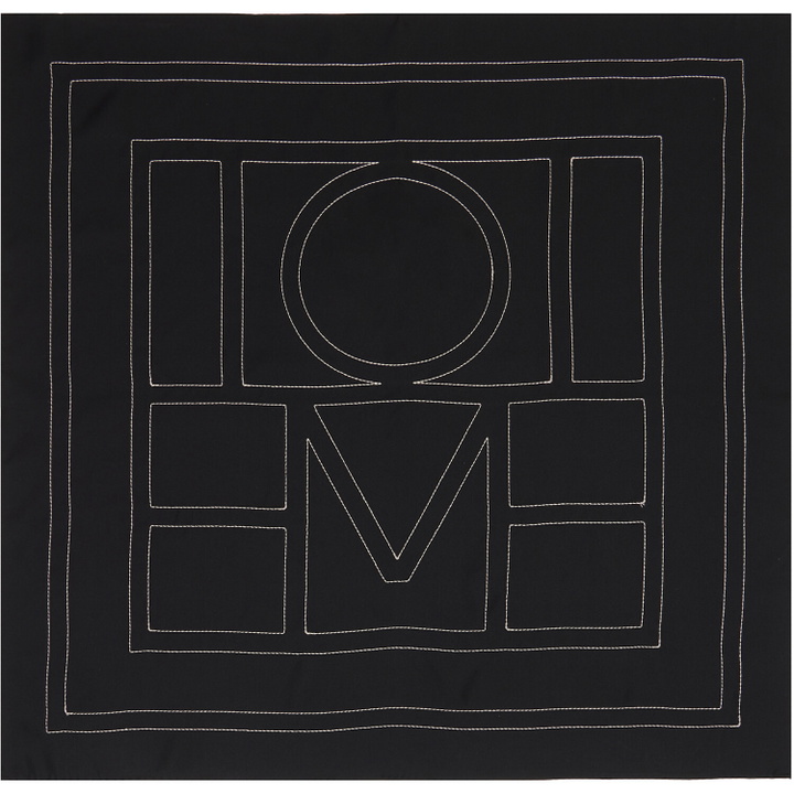 Photo: TOTEME Black Embroidered Monogram Silk Scarf