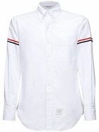 THOM BROWNE - Striped Arm Band Cotton Oxford Shirt