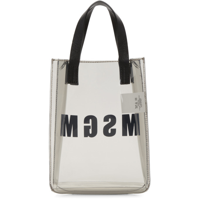 MSGM Grey Mini Vinyl Plastic Shopper Tote MSGM