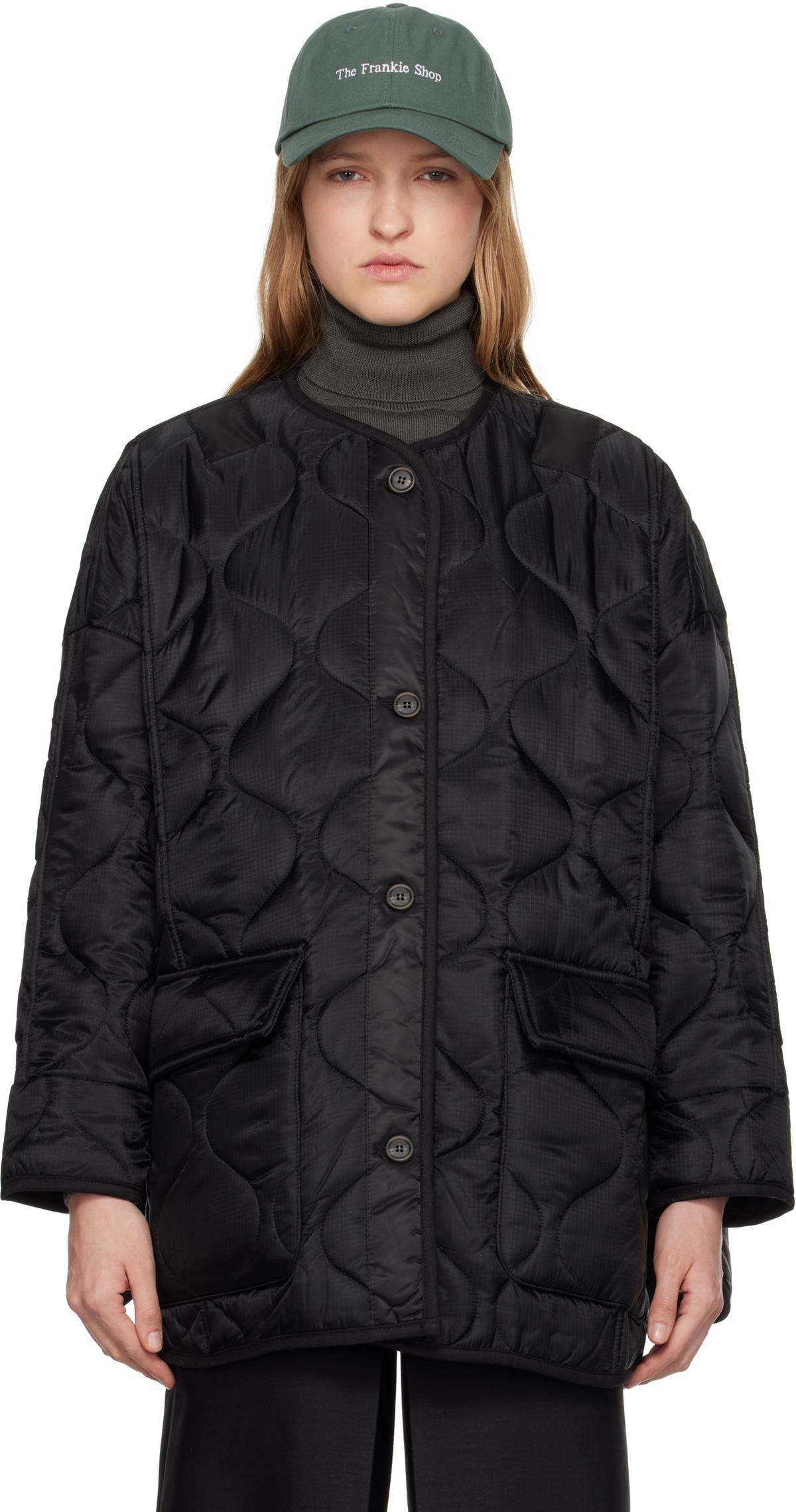 The Frankie Shop Black Teddy Quilted Jacket