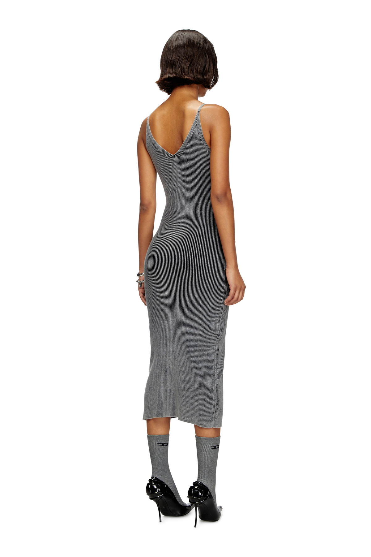 ribbed knit mini dress Solid & Striped The Talia Black Wavy Ribbed Knit Mini Dress main image 1