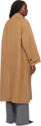 KIMHĒKIM Tan Alpaca Fringe Scarf Long Coat