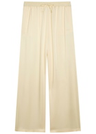 Stella Mccartney Logo-embroidered Satin Trousers Cream