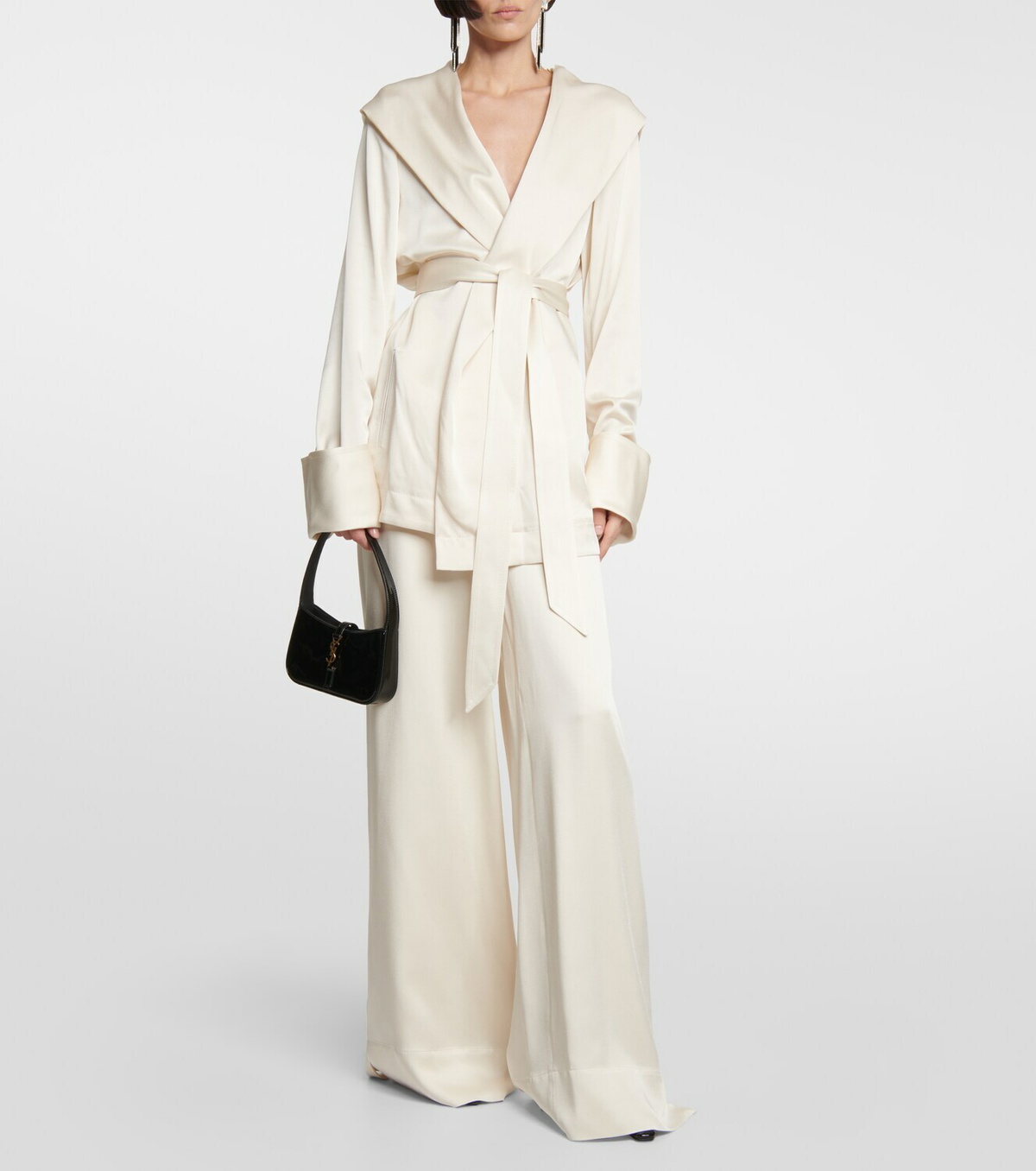 Saint Laurent Hooded crêpe satin wrap Saint Laurent