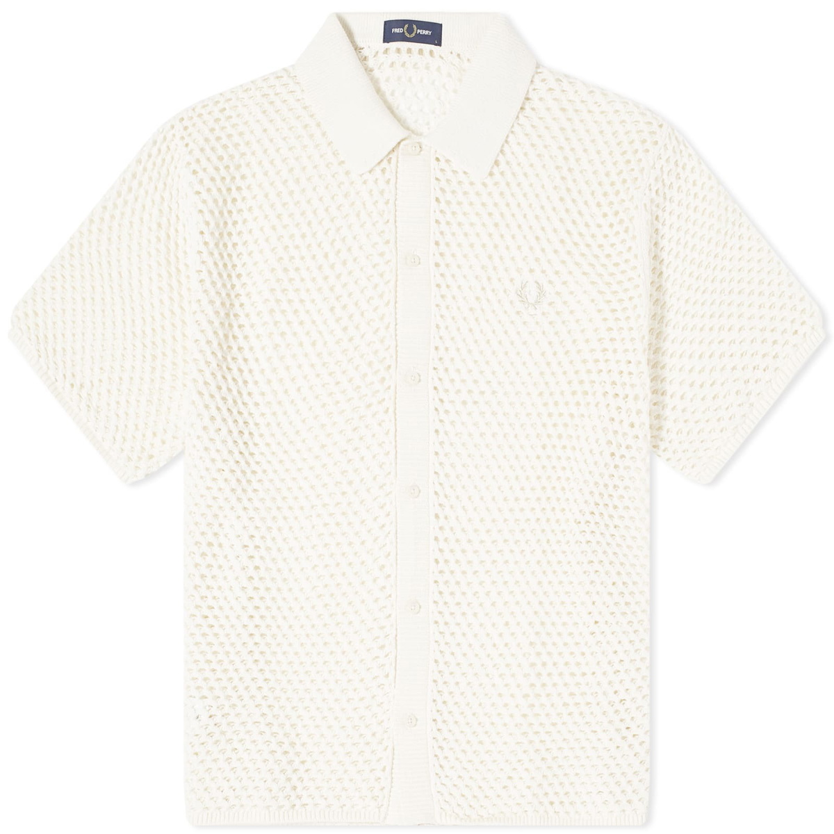Photo: Fred Perry Men's Button Through Lace Shirt in Ecru