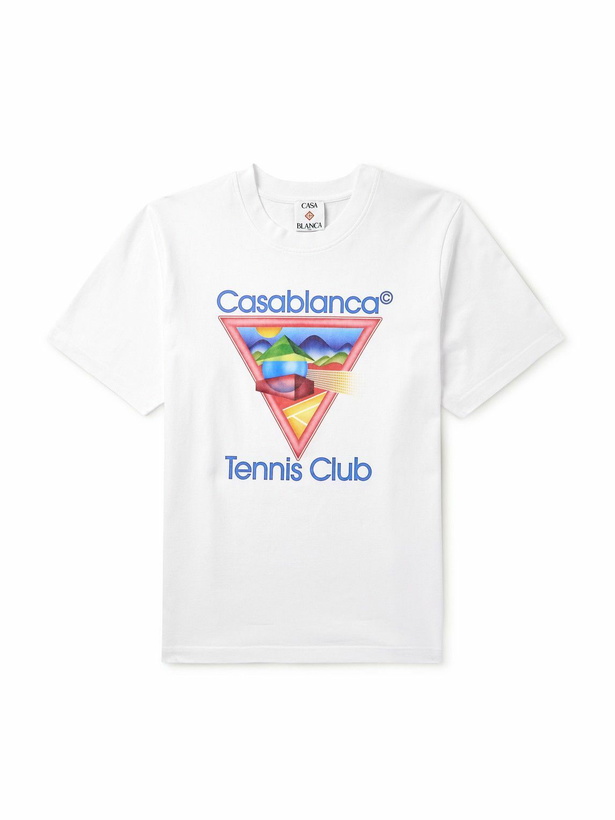 Photo: Casablanca - Tennis Club Logo-Print Cotton-Jersey T-Shirt - White