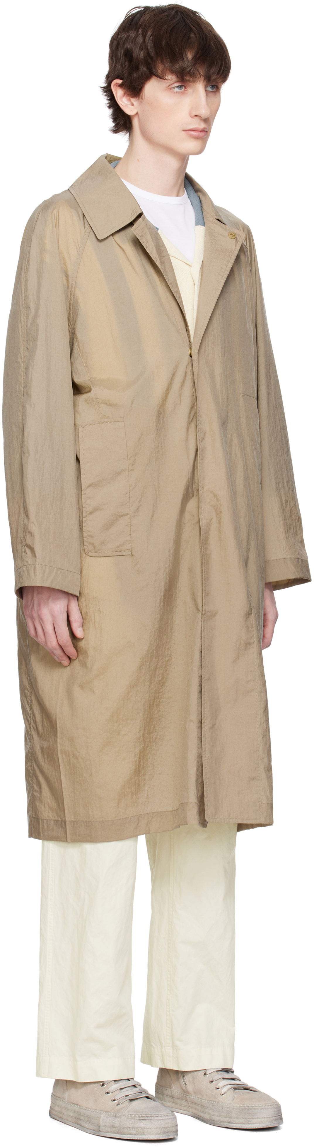 DOCUMENT Khaki Light Weight Nylon Water Proof Packable Coat