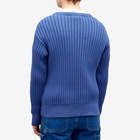 Marni Men's Logo Rib Crew Knit in Blue Sodalite