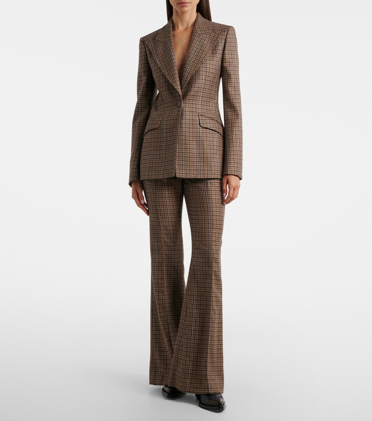 Gabriela Hearst Rhein checked wool and cashmere flared pants