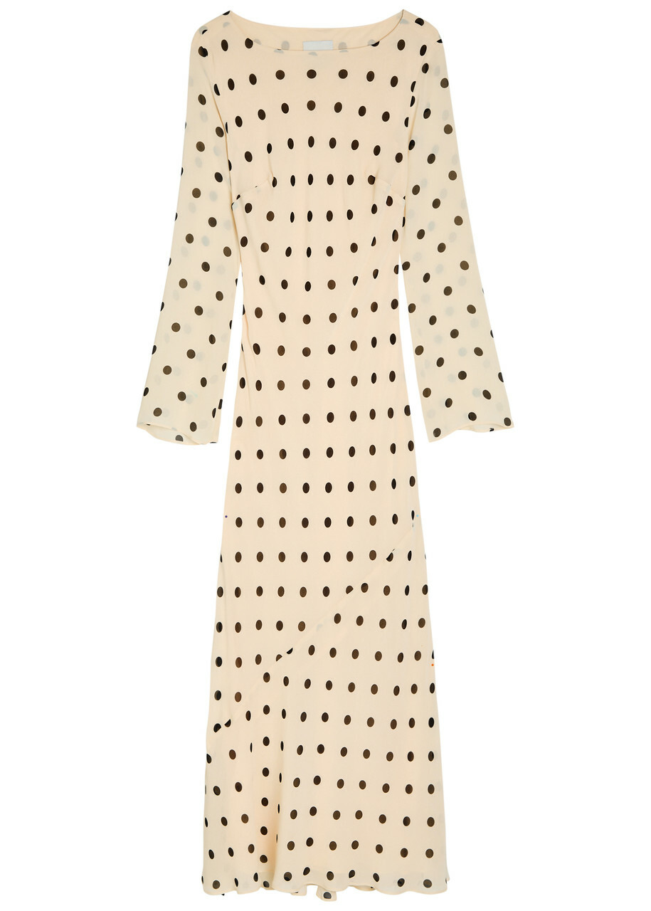 Reformation Esra Polka dot Chiffon Maxi Dress White