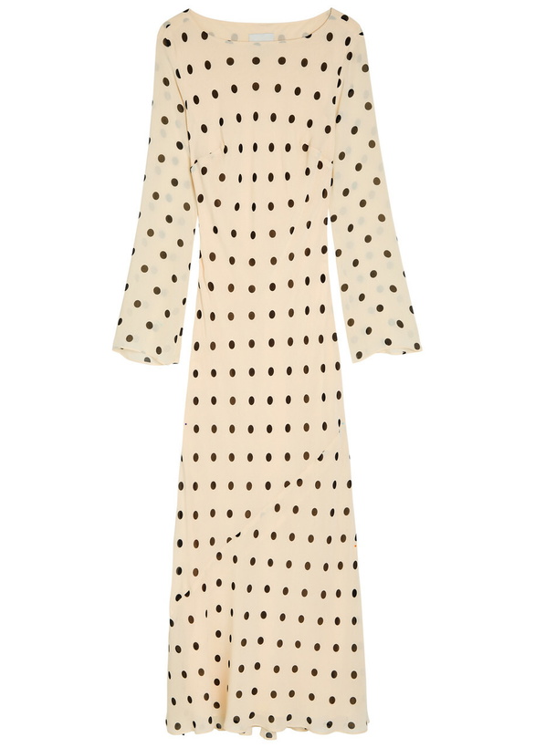 Photo: Reformation Esra Polka dot Chiffon Maxi Dress White