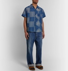 Story Mfg. - Camp-Collar Patchwork Organic Cotton Shirt - Blue