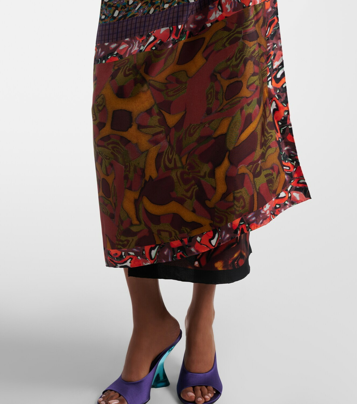 Dries Van Noten Scarfy printed silk wrap skirt