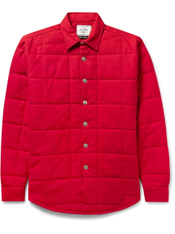 Photo: Portuguese Flannel - Quilted Padded Cotton-Flannel Overshirt - Red