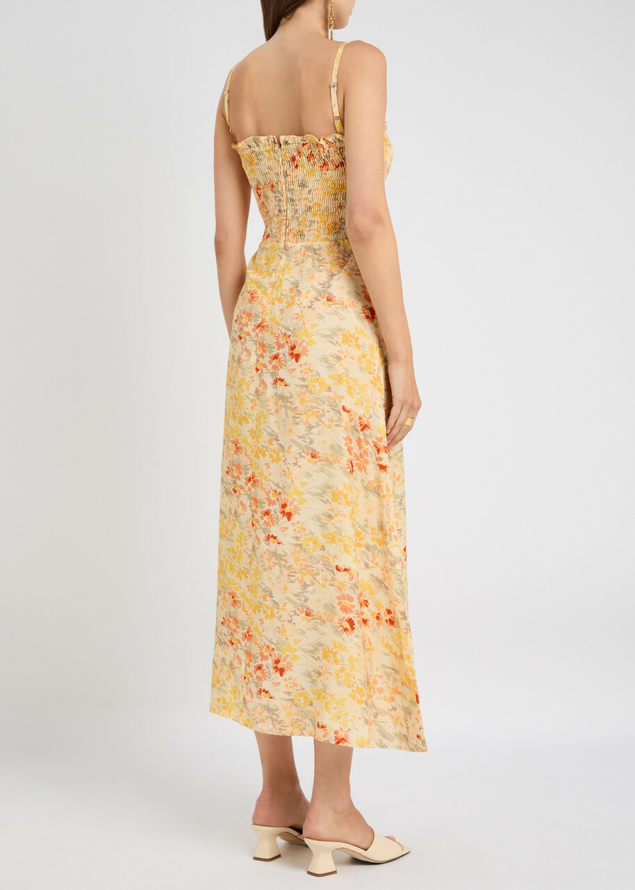 Faithfull The Brand Sorana Floral-printed Woven Midi Dress Yellow