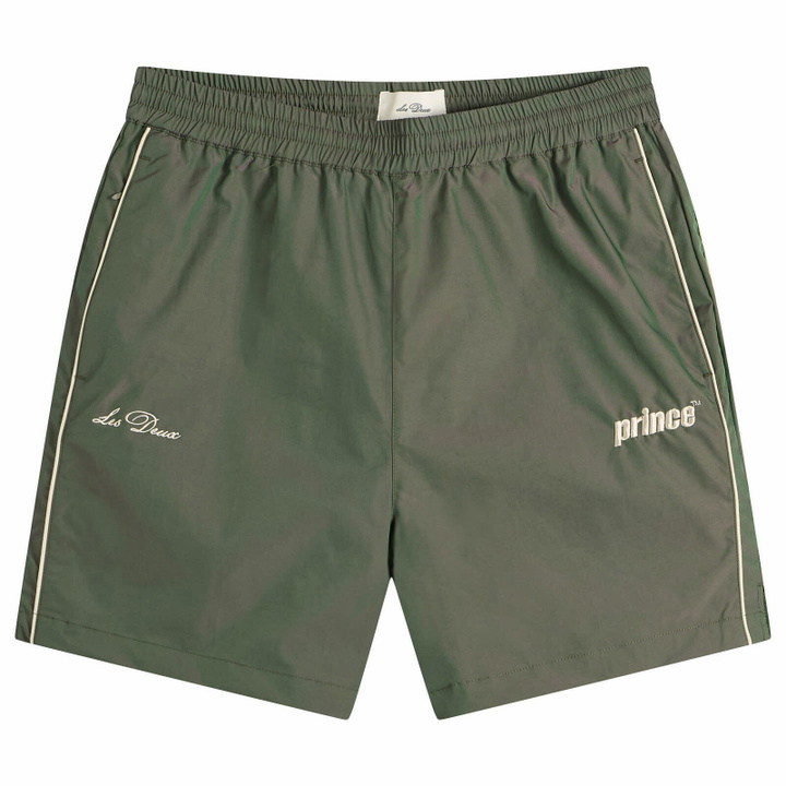 Photo: Les Deux Men's Prince Shiny Shorts in Pineneedle Green