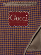 GUCCI - Embellished Checked Linen Blazer - Brown