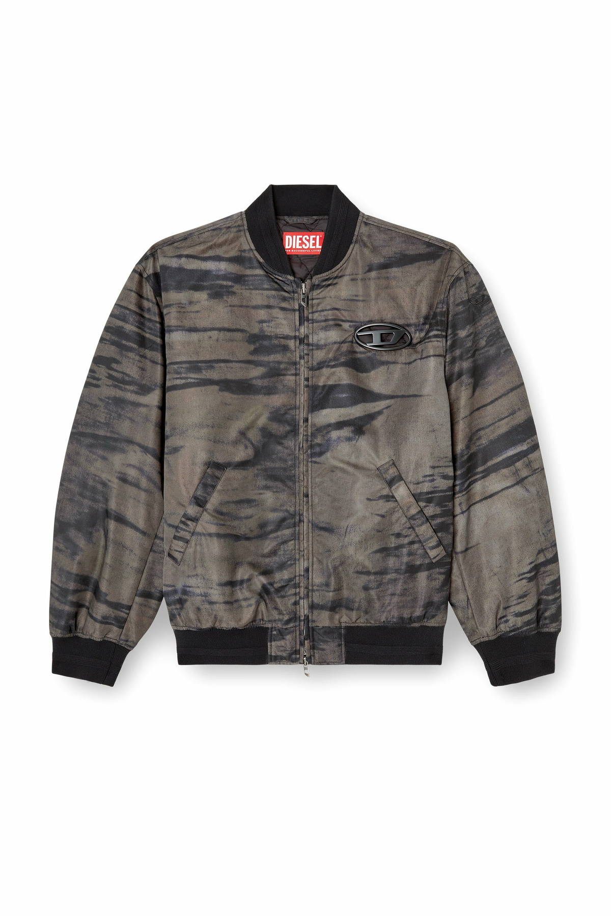 Diesel Padded bomber jacket in printed satin - Jackets Mens in To Be Defined