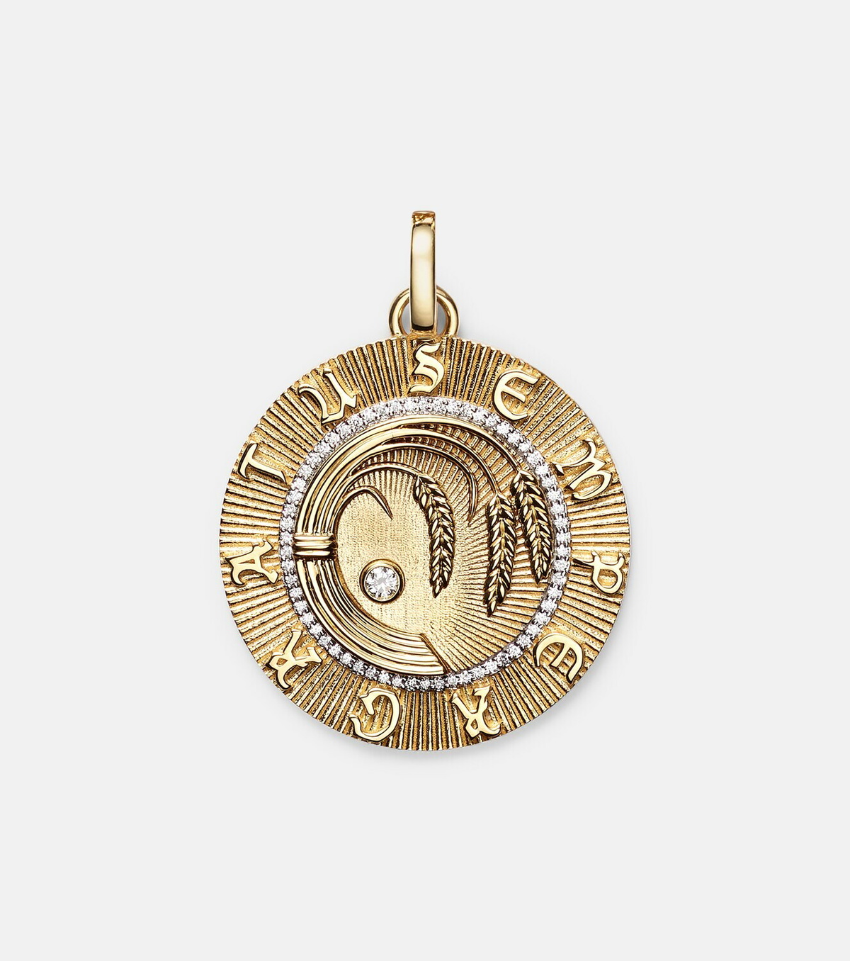 FoundRae Infinite Gratitude Large 18kt gold pendant with diamond