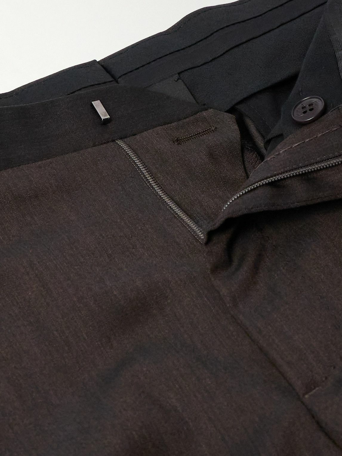 Brioni - Capri Wide-Leg Pleated Wool-Blend Trousers - Brown