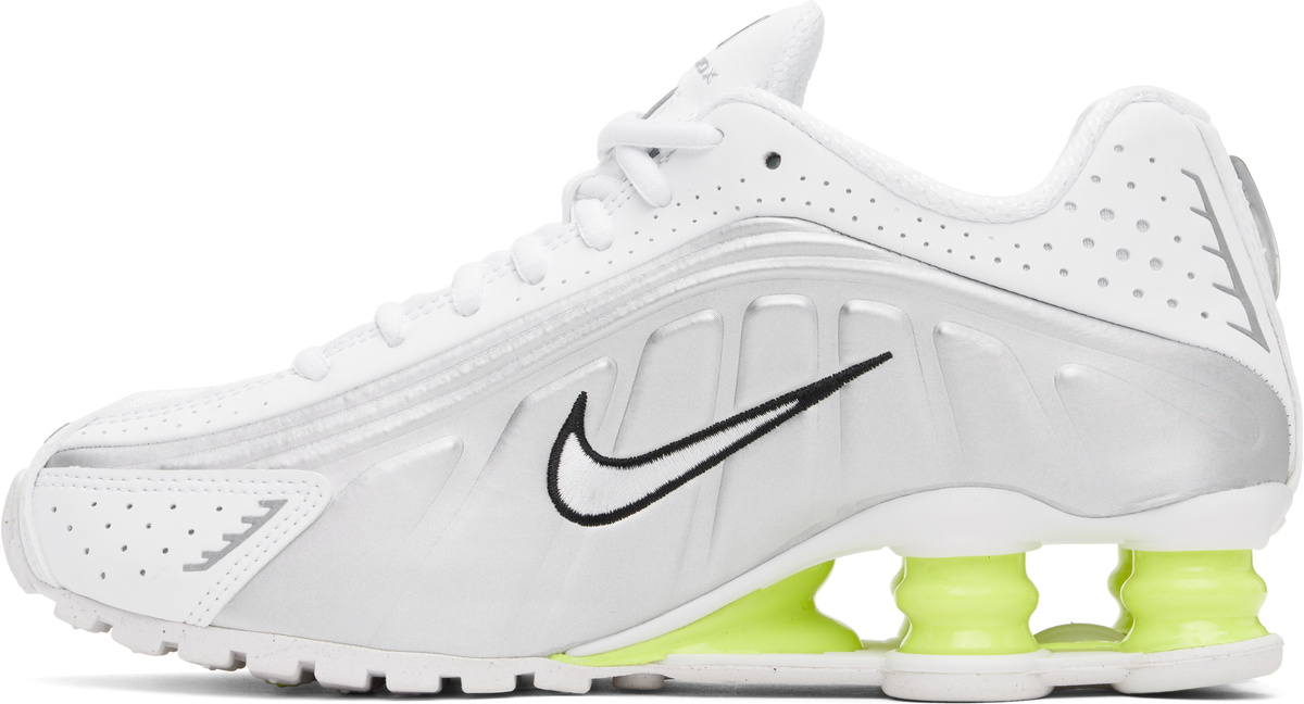 Nike White & Silver Shox R4 Sneakers Nike