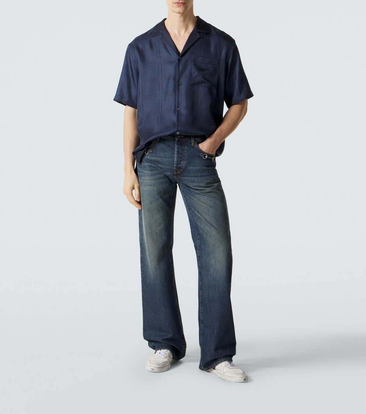Gucci Interlocking G silk twill bowling shirt