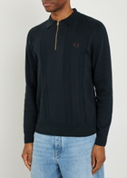Fred Perry Logo-embroidered Fine-knit Cotton Jumper Navy