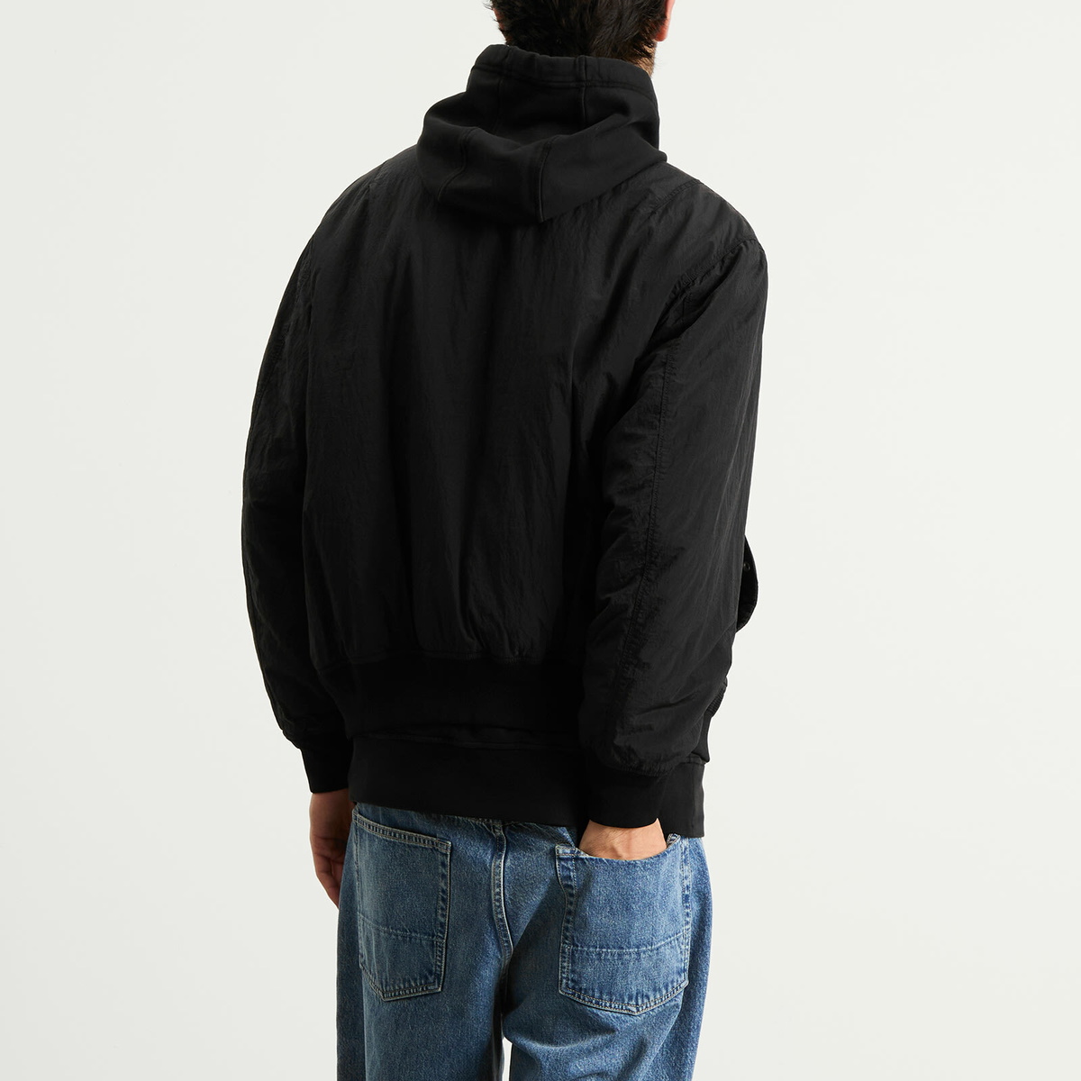 Stone Island Men's Nylon Metal EcoNyl PrimaLoft Bomber Jacket in Black