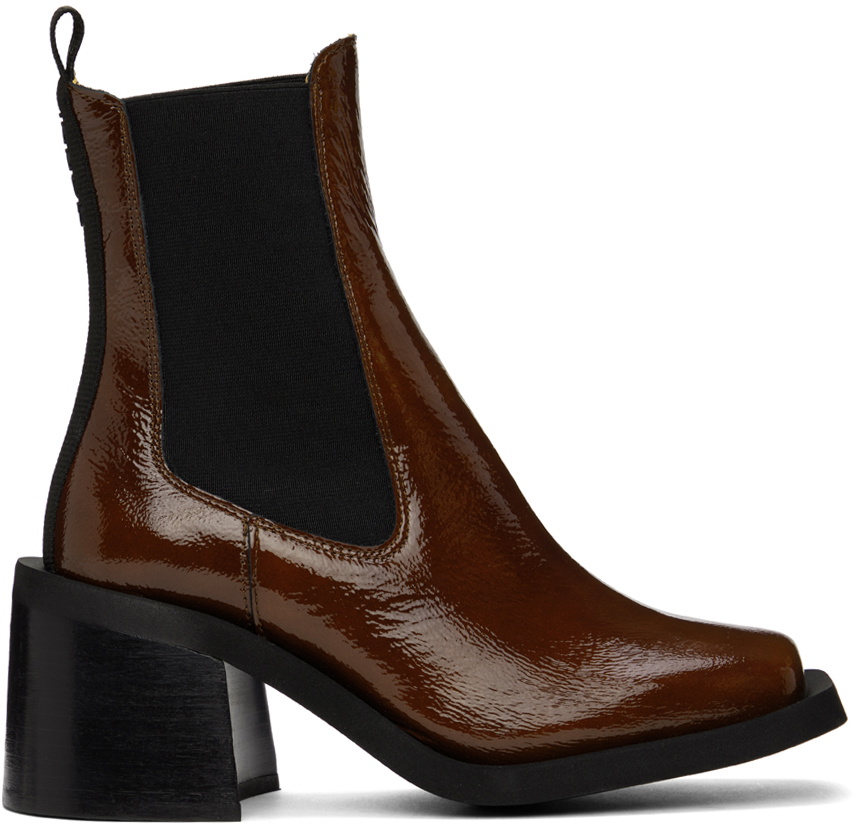 GANNI Brown Heeled Chelsea Boots