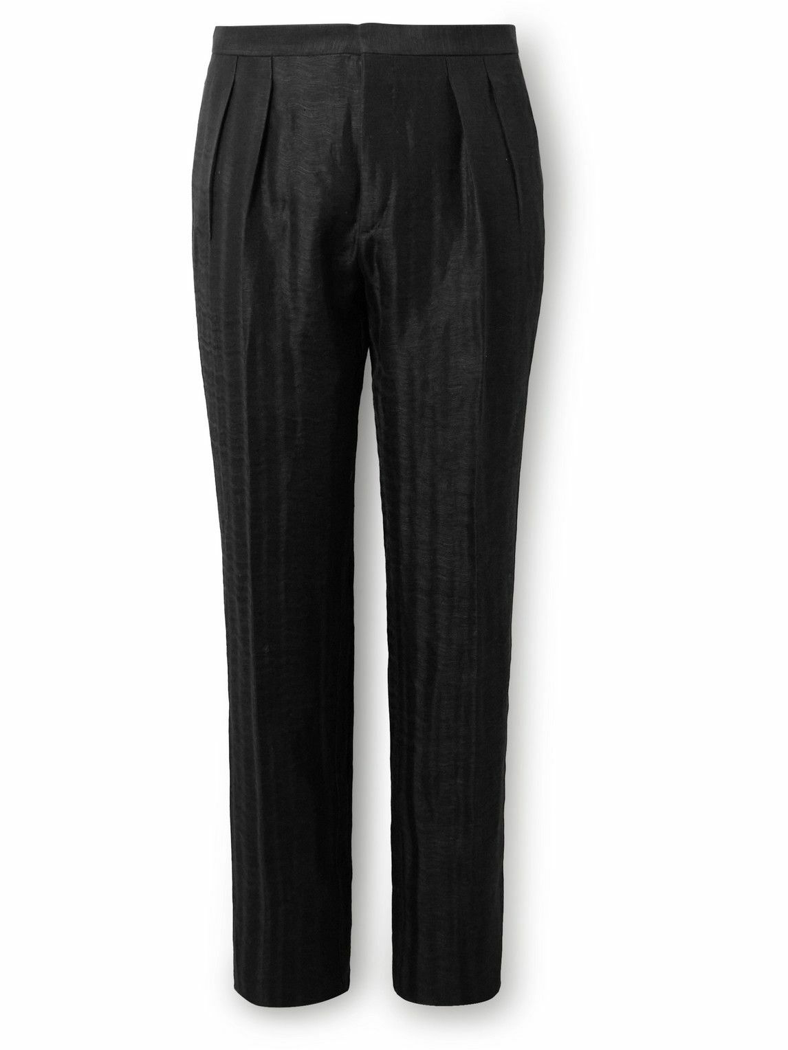 Brioni - Tapered Faille Tuxedo Trousers - Black