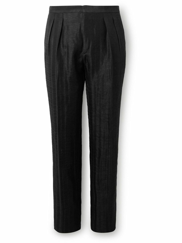 Photo: Brioni - Tapered Faille Tuxedo Trousers - Black
