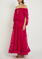 Zimmermann Luna Off-the-shoulder Lace Gown Fuchsia