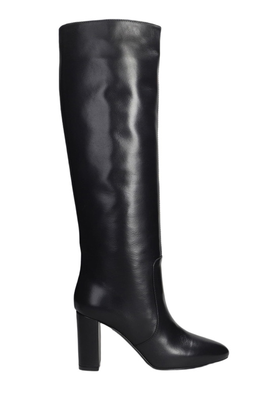 Photo: Via Roma 15 High Heels Boots In Black Leather
