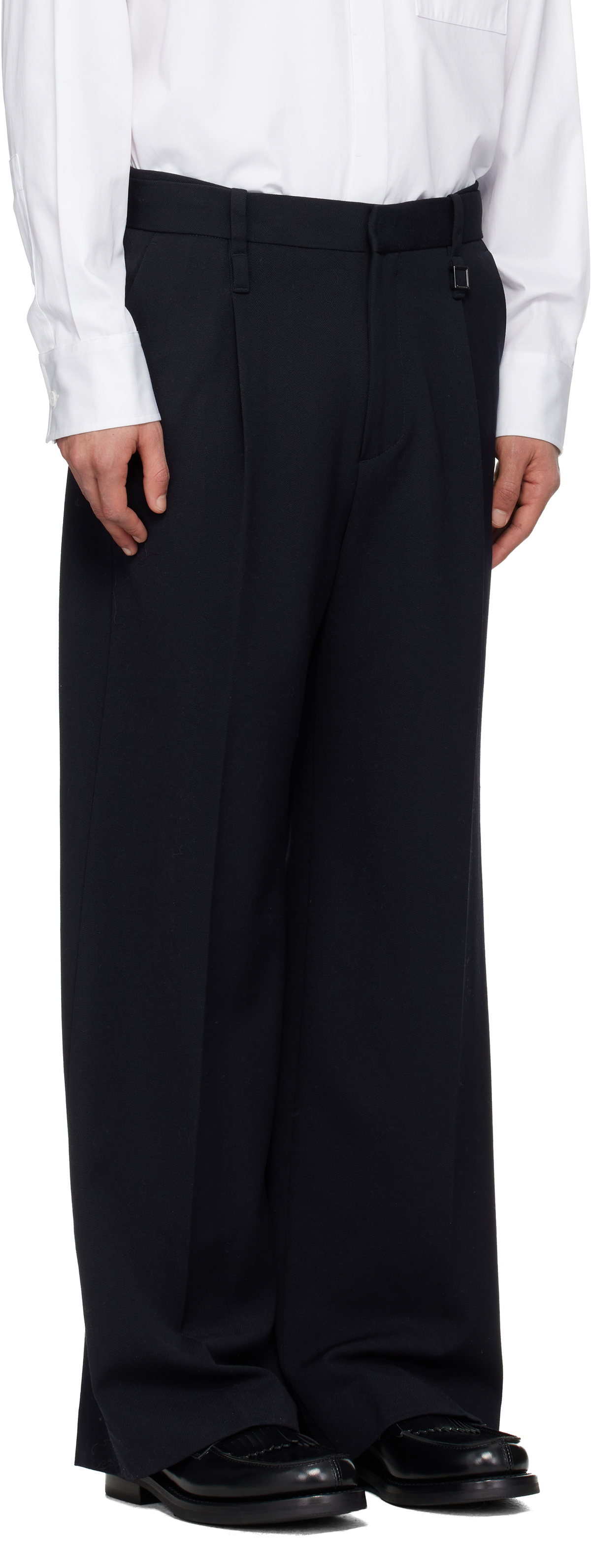 WOOYOUNGMI Navy Folding Wide Trousers