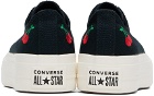 Converse Black Chuck Taylor All Star Lift Platform Cherries Low Top Sneakers