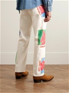 CHERRY LA - Straight-Leg Logo-Print Jeans - White