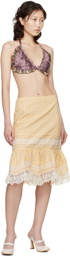 Anna Sui Yellow Ruffle Lace Midi Skirt