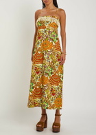 Alemais Lana Floral-print Fringed Linen Midi Dress Multicoloured